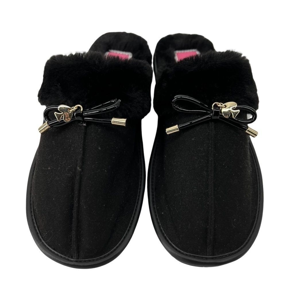 Kate Spade Black Slip On Slippers with Spade Charms Womens 6 NWOT